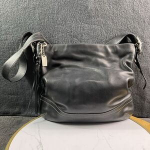 COACH Black Leather Soho Slim Duffle Crossbody Messenger Tote Bag #1414 Y2K Vtg